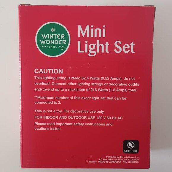 WINTER WONDER LANE MINI LIGHT SET RED GREEN WIRE 140 LIGHTS EACH INDOOR/OUTDOOR - Picture 3 of 3